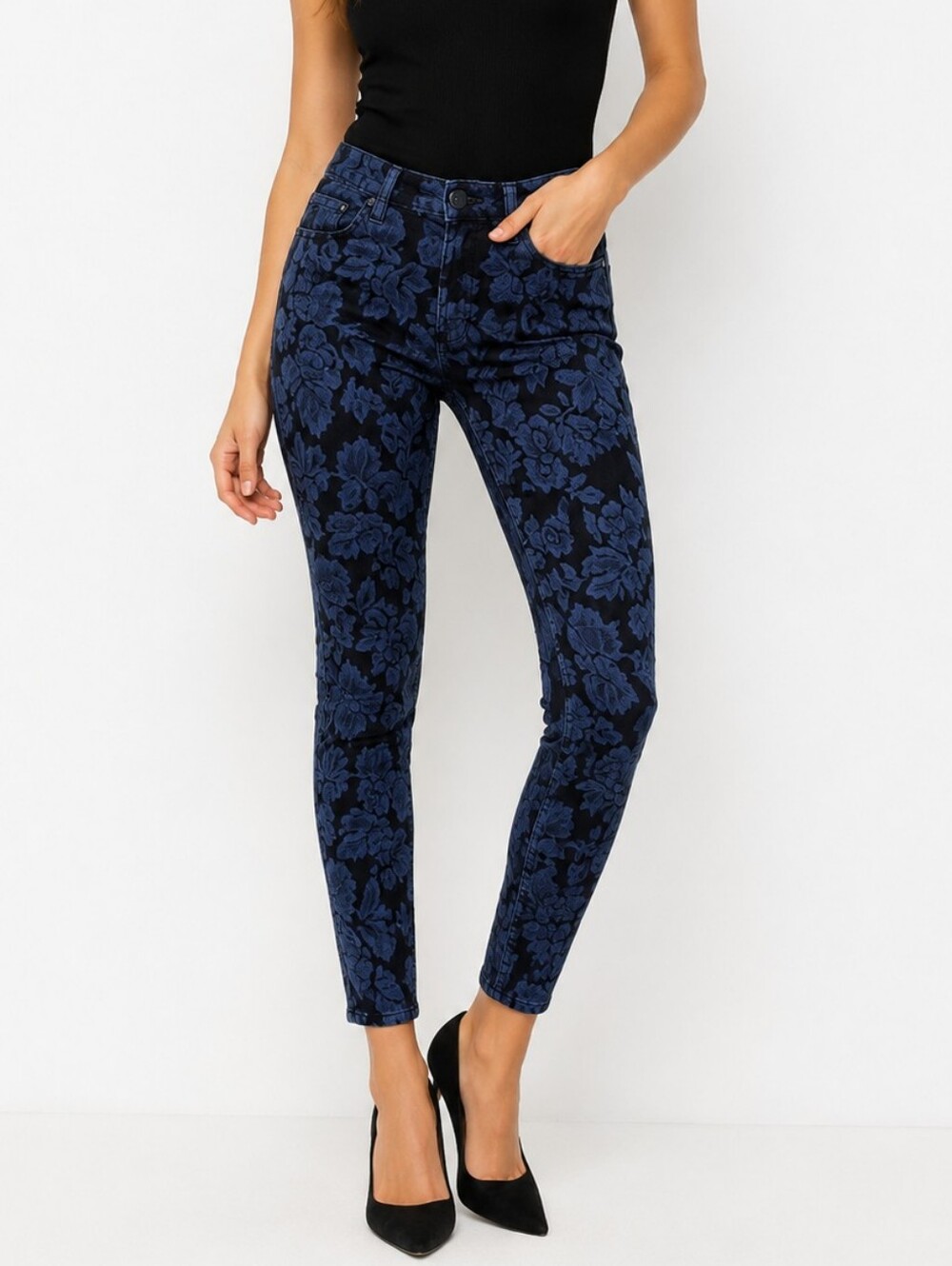 GUESS‎ Floral Skinny Jeans Blue Black Brittney Ankle Size 31